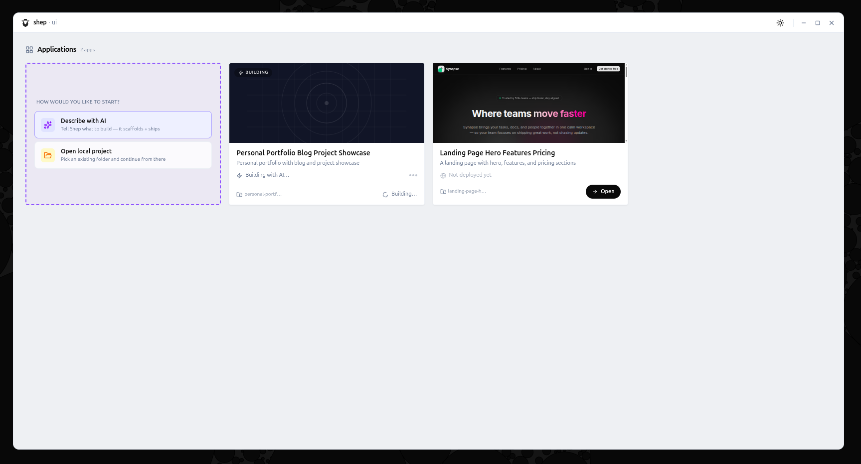 Shep — manage all your applications in one dashboard